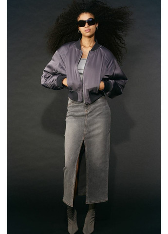 Серая демисезонная женская куртка бомбер н&м (56060) xs серая H&M