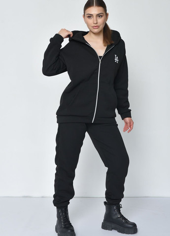 Спортивний костюм жіночий на флісі чорного кольору Let's Shop (266991954)