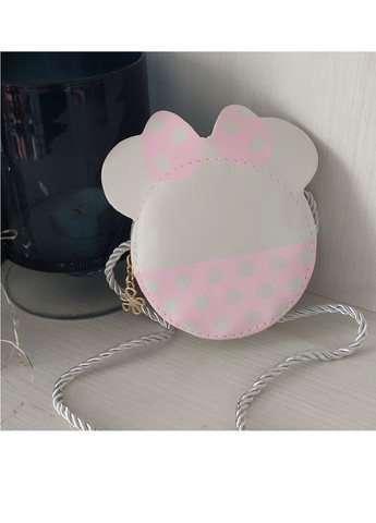 Дитяча маленька кругла сумка-таблетка Дісней Мінні Маус біло-рожева No Brand (259983335)