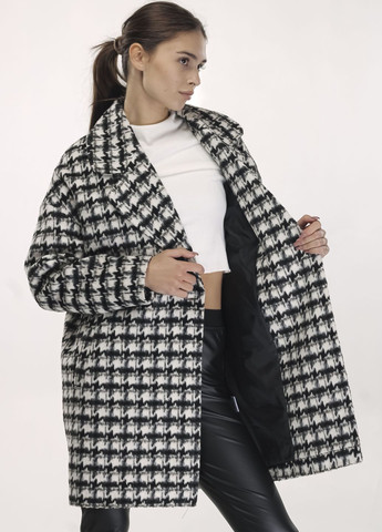 Черно-белое демисезонное Пальто женское чорная лапка Stimma