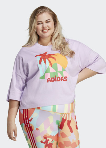 Фиолетовая всесезон футболка x farm rio graphic (plus size) adidas