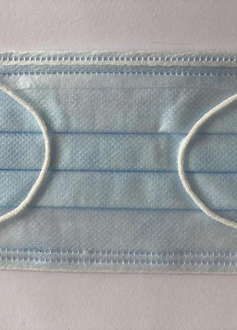 Маска медицинская трехслойная на резинках с носовым зажимом нестерильная 50 штук в пакете Голубой Славна (266905448)