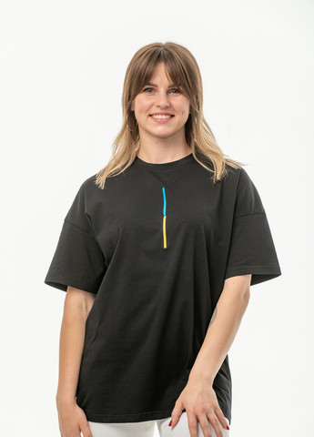 Черная унисекс футболка с вышивкой "цвета свободы" с коротким рукавом VINCA