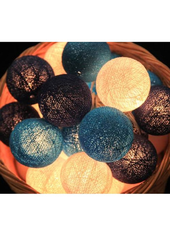 Тайская гирлянда на 10 шариков от батареек CBL Синяя, 1.5м Cotton Ball Lights (269266752)