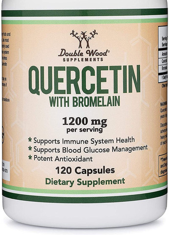 Кверцетин із бромелайном Double Wood Quercetin With Bromelain 1200 mg 120 capsules Double Wood Supplements (259752964)