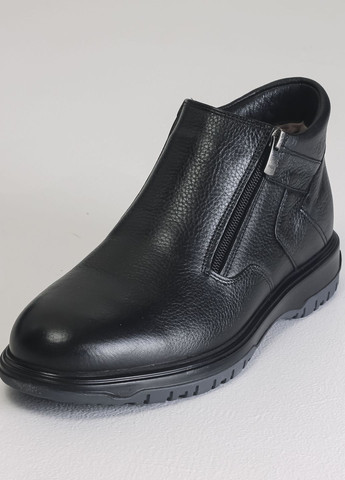 Черные зимние ботинки с двумя молниями черные кожа Pandew