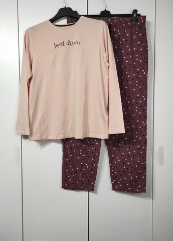 Бордовая всесезон пижама женская брюки из фланели s бордовый (49050) Esmara