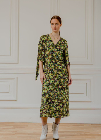Темно-зелена повсякденний сукня міді з квітковим принтом джейден Dolcedonna з квітковим принтом