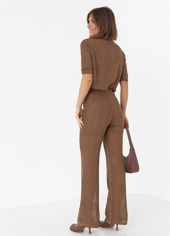 Жіночий костюм з ажурної в'язки - коричневий Lurex (277358411)
