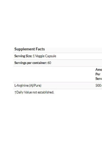 L-Arginine, AjiPure 500 mg 60 Veg Caps California Gold Nutrition (256719368)