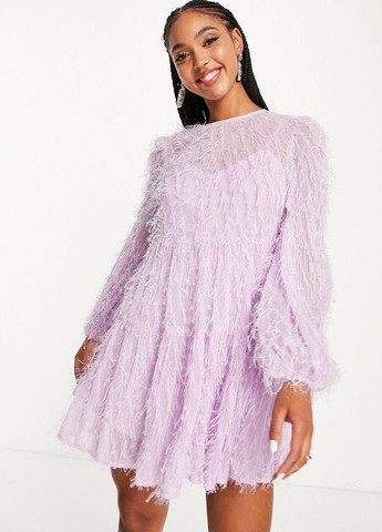 Світло-лілова пишна бузкова багатоярусна міні-сукня design Asos