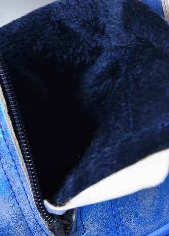 Зимние ботинки женские зима синего цвета сникерсы Let's Shop со стразами из искусственной кожи