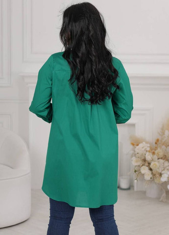 Зеленая повседневный рубашка popluzhnaya с длинным рукавом