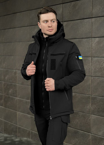 Черная демисезонная куртка motive с липучками черный Pobedov