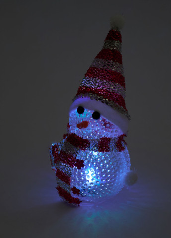 Фигурка Светящийся Снеговик Светильник ночник снеговичок новогодний рождественский декор украшение красно-серый Led (257108450)