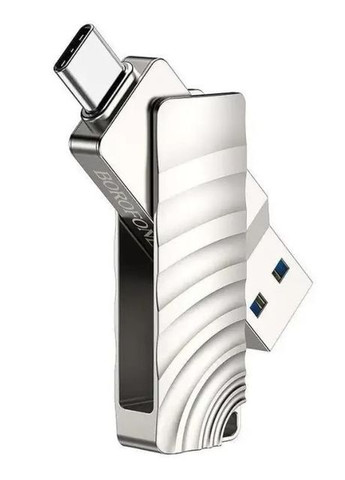 Флеш накопичувач 128Гб (флешка для телефону, USB 3.0, Type-C, металевий корпус) - Сірий Borofone bud3 (266423383)