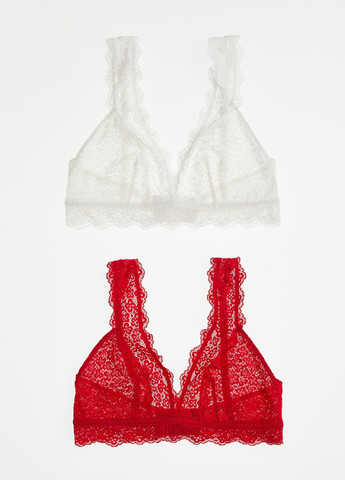 Красный 2 комплекта кружевных мягких бюстгальтеров H&M без косточек полиамид, эластан