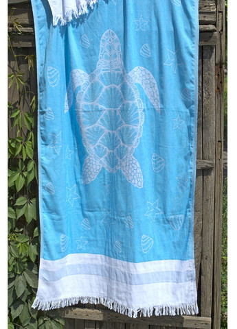 Barine полотенце pestemal - turtle 85*165 mavi голубой орнамент голубой производство - Турция