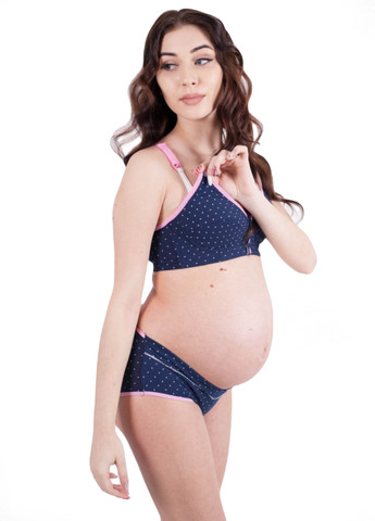 Синий бюстгальтер для беременных с клипсой для кормления No Brand с косточками хлопок