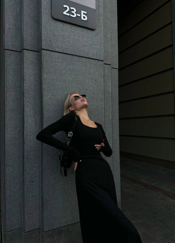 Черное женское платье мустанг No Brand