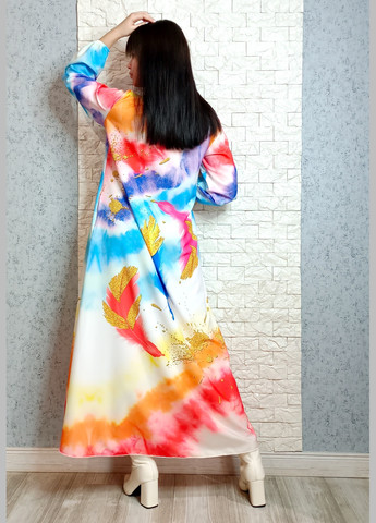 Комбинированное кэжуал платье а-силуэт Classe 22 с абстрактным узором