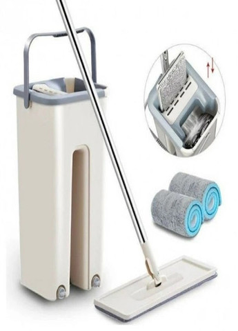 Набір для прибирання швабра з відром і автоматичним віджимом 2 в 1 Hand Free Cleaning Mop 5 л білий VTech (259275002)