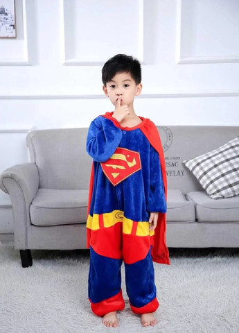Кігурумі костюм піжама теплий махровий для дітей хлопчиків з капюшоном кишенями (476154-Prob) Супермен розмір L Unbranded (276902903)