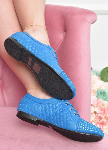 Туфлі жіночі блакитного кольору на шнурівці Let's Shop (259316718)