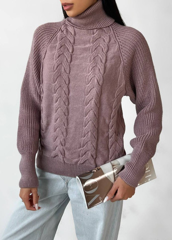 Жіночий в'язаний светр з об'ємними рукавами колір кавовий р.42/46 443581 New Trend (266784018)