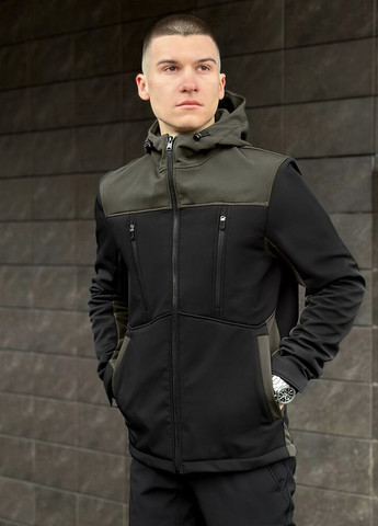 Чорна демісезонна куртка setup чорний-хакі Pobedov