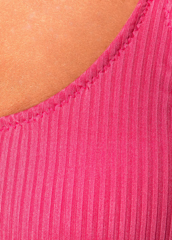 Рожевий купальник роздільний жіночий рубчик топ із плавками бразиліана рожевий Maybel