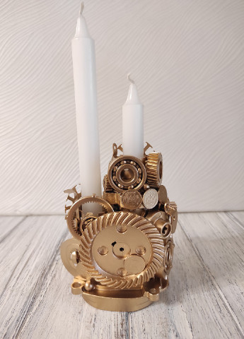 Сувенір підсвічник свічник стімпанк з металу з золотим напиленням ручна робота хендмейд подарунок SuvenirPodarokZP 8 (256615302)