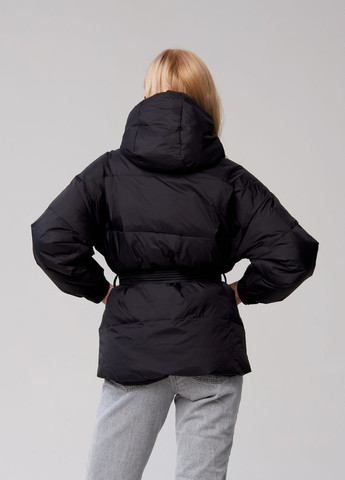Чорна демісезонна куртка пухова oversize -wear модель Viva 2302