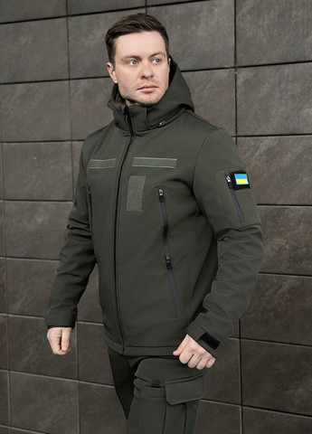 Оливковая (хаки) демисезонная куртка motive с липучками хаки Pobedov