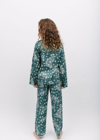 Зеленая всесезон пижама для девочки 7015 рубашка + брюки Cyberjammies Hannah