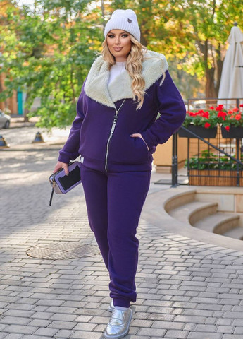 Женский теплый костюм с мехом цвет фиолетовый р.62/64 445496 New Trend (268984262)