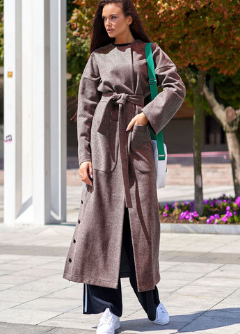 Темно-лиловое демисезонное Модное пальто без подкладки темно-лилового цвета оверсайз Jadone Fashion