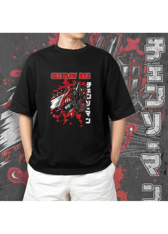 Чорна футболка з принтом людина бензопила - денджи 4 No Brand