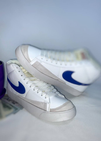 Белые демисезонные кросовки реплика blazer mid 77 white and blue Vakko