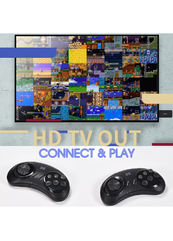 Ігрова консоль приставка бездротова портативна SEGA Y2 SG Bluetooth на 900 ігор 2 джойстика (474504-Prob) Чорна Unbranded (258616545)