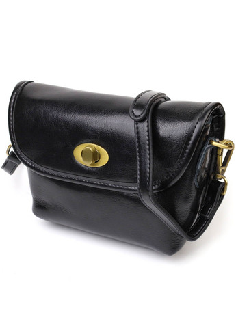 Ідеальна сумка крос-боді з натуральної шкіри 22132 Чорна Vintage (260360844)