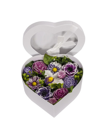 Букет із мила в коробці сердце на подарунок Лілові троянди Bila Lileya (259787350)
