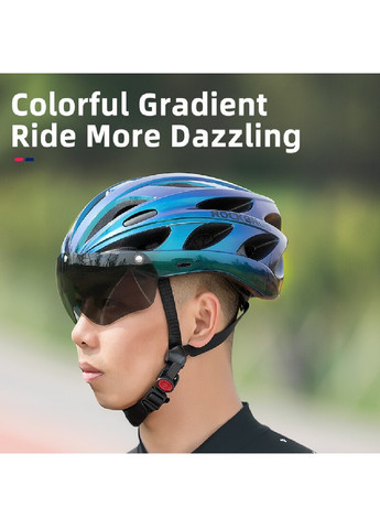 Шлем спортивный велосипедный с затемненными очками на магнитах 26 х 21 х 17 см L-XL (474105-Prob) Синий мультицвет Unbranded (257374496)