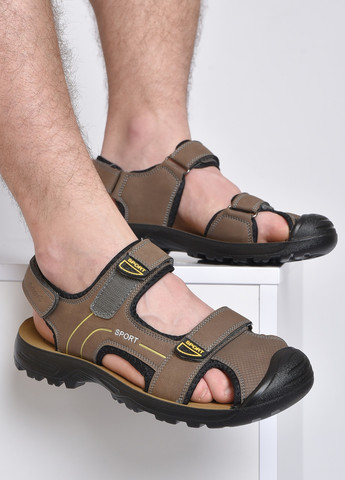 Пляжные сандалии мужские темно-бежевого цвета на липучке Let's Shop на липучке