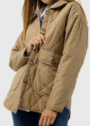 Бежева демісезонна куртка жіноча колір бежевий цб-00227866 Qalinka
