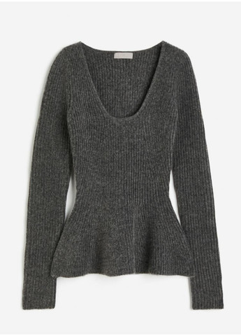 Сірий демісезонний жіночий приталений светр з вирізом н&м (56328) xs сірий H&M