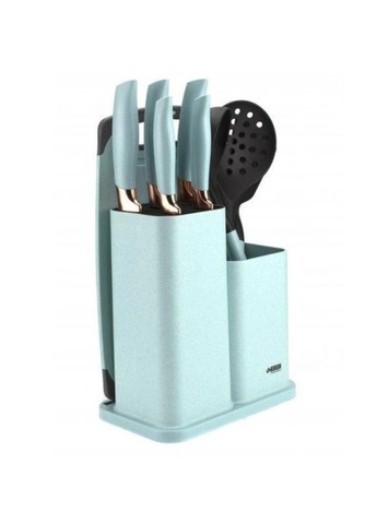 Набір кухонних ножів з підставкою та обробною дошкою 10 в 1 BN 412 Benson бірюзовий, нержавіюча сталь
