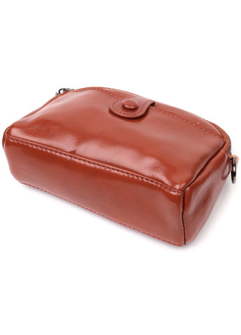 Глянсова жіноча сумка на кожен день з натуральної шкіри 22419 Коричнева Vintage (276457622)
