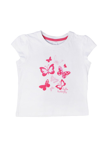 Комбинированная детская летняя пижама для девочки в бабочки 98-104 белый-розовый Palomino