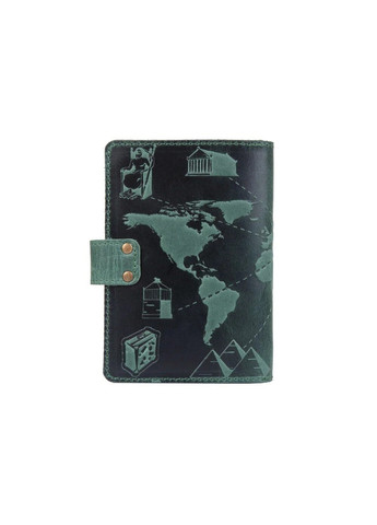 Обкладинка для паспорта зі шкіри «7 wonders of the world» PB-03S / 1 Shabby Alga Темно-зелений Hi Art (268371447)